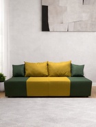 Диван прямой ROYSE, спальное место 1200×1950 мм, обивка рогожка, цвет горчичный/лесной - Фото 4