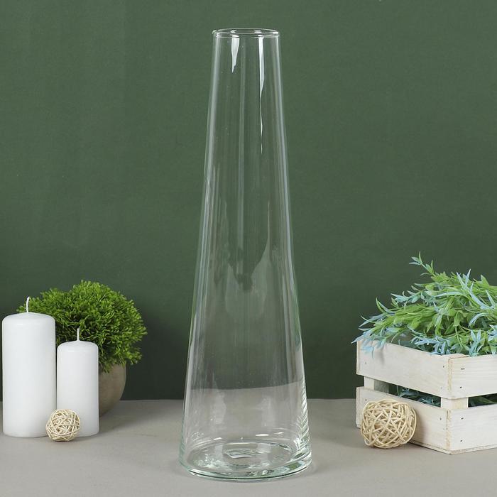Ваза для цветов «Коническая», 2 л, d=5.5 см, 39×12×6 см, большая, стекло, прозрачная - Фото 1
