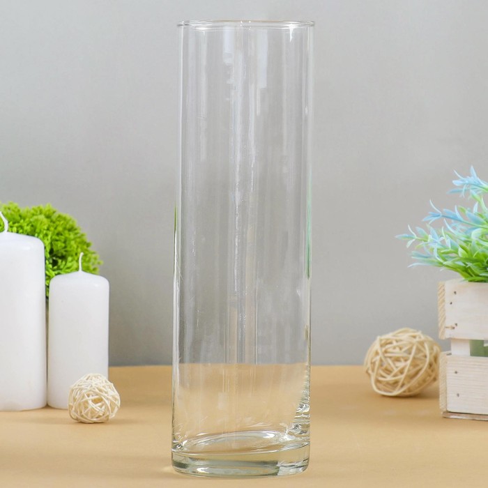 Ваза «Цилиндр», 980 мл, 25×8 см, стекло, прозрачная - Фото 1