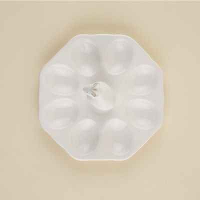 Подставка для яиц SL Home «Пасхальные кролики», 19×9 см, 8 ячеек, доломит, белая