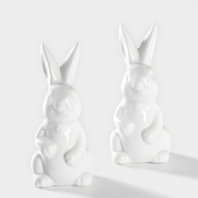 Набор для специй Доляна «Зайка», солонка 50 мл, перечница 50 мл, доломит, белый