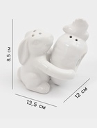 Набор для специй Доляна «Зайка», солонка 50 мл, перечница 40 мл, доломит, белый - Фото 2