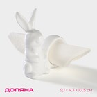 Кольцо для салфеток Доляна «Зайка», 9.1×4.3×10.5 см, доломит, белое - Фото 1