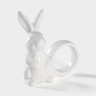Кольцо для салфеток Доляна «Зайка», 9.1×4.3×10.5 см, доломит, белое - Фото 3