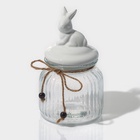 Банка для сыпучих Доляна «Зайка», 600 мл, с керамической крышкой, стекло, прозрачная - Фото 8