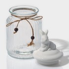Банка стеклянная для сыпучих продуктов с керамической крышкой Доляна «Зайка», 950 мл - фото 4320551