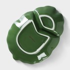Менажница 2 ячейки Доляна «Лист», 24,7×18×3,8 см, цвет зелёный - Фото 4