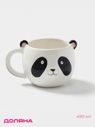 Кружка Доляна «Панда», 490 мл, доломит, белая - Фото 1