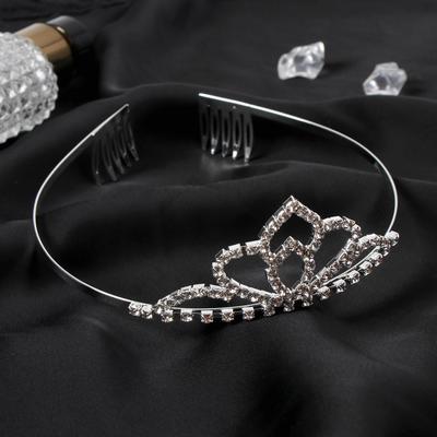 Диадема для волос «Аделина», лепестки, 4 см, серебро