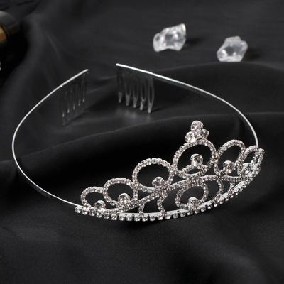 Диадема для волос "Аделина" круги, 5 см, серебро