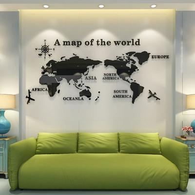 Наклейки интерьерные "Карта мира", зеркальные, декор на стену, панно 105 х 230 см