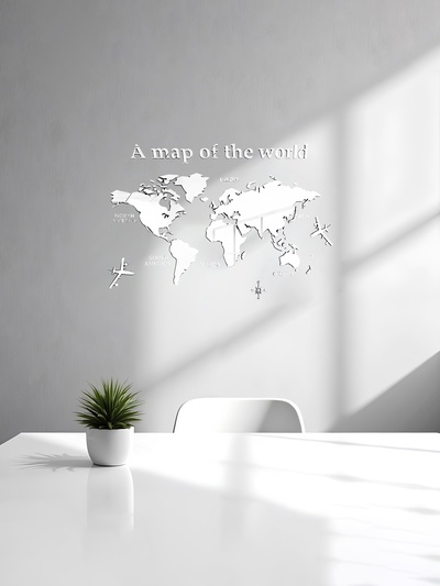 Наклейка интерьерная TAKE IT EASY «Карта мира», зеркальная, декор на стену, панно, 100×180 см