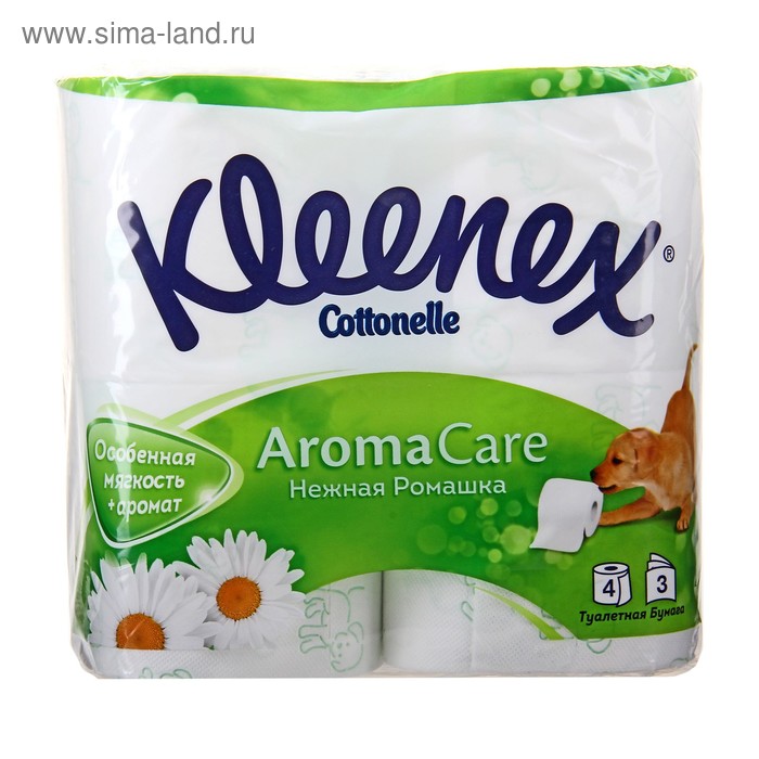 Туалетная бумага Kleenex Aroma Care «Нежная ромашка», 3 слоя, 4 рулона - Фото 1