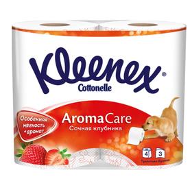 Туалетная бумага Kleenex Aroma Care «Сочная клубника», 3 слоя, 4 рулона