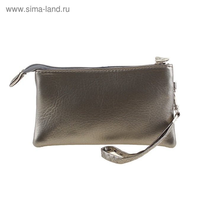 Клатч женский "Джулия" 2 отдела на молнии, наружный карман, с ручкой, металлик - Фото 1