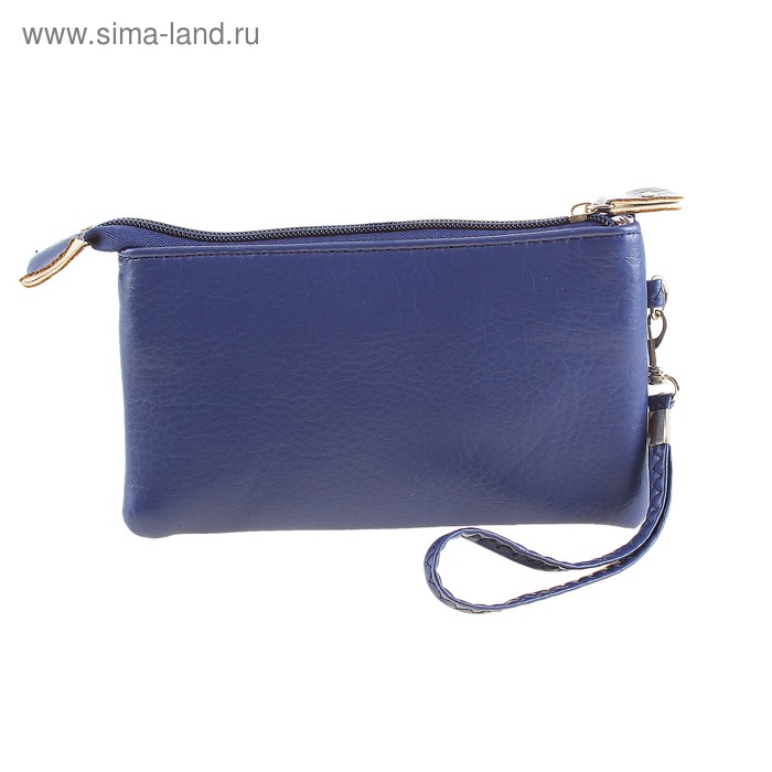 Клатч женский "Джулия" 2 отдела на молнии, наружный карман, с ручкой, темно-синий - Фото 1