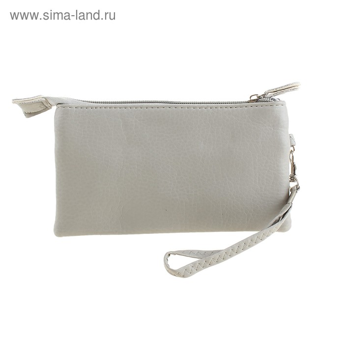 Клатч женский "Джулия" 2 отдела на молнии, наружный карман, с ручкой, светло-серый - Фото 1