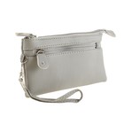 Клатч женский "Джулия" 2 отдела на молнии, наружный карман, с ручкой, светло-серый - Фото 2
