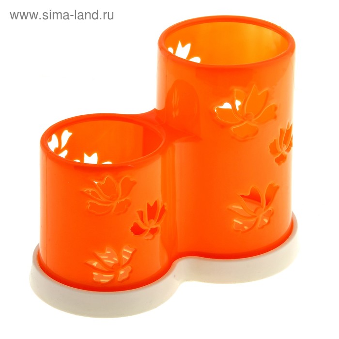 Сушилка для столовых приборов 2 отделения 17х14 см, цвет оранжевый - Фото 1