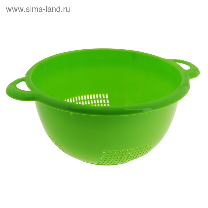 Дуршлаг кухонный «Уют», d=24 см, с ручками, цвет зелёный - Фото 1