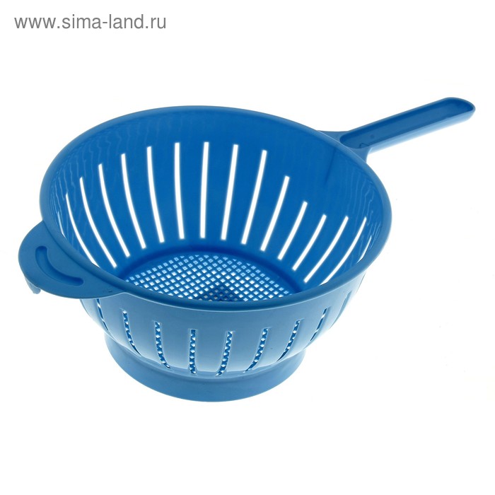Дуршлаг кухонный «Комфорт», d=25 см, с ручкой, цвет голубой - Фото 1