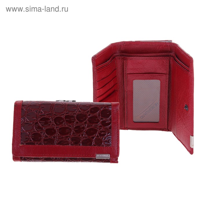 кошелек жен 10-06-07 Амалия 2 отд+д/кредит+монетница,на рамке, бордо - Фото 1