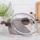 Кастрюля Papilla Wilma cappuccino granite, d=22 см, стеклянная крышка, антипригарное покрытие, цвет коричневый - Фото 2