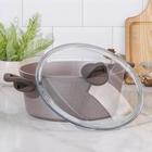 Кастрюля Papilla Wilma cappuccino granite, d=28 см, стеклянная крышка, антипригарное покрытие, цвет коричневый - Фото 2
