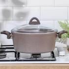 Кастрюля Papilla Wilma cappuccino granite, d=28 см, стеклянная крышка, антипригарное покрытие, цвет коричневый - Фото 4