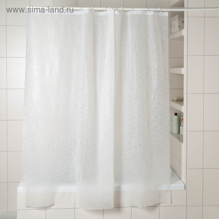 Штора для ванны Доляна «Кружева», 180×180 см, EVA, цвет белый - Фото 1