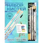 Набор кистей для рисования, белка, коза, щетина, 3 штуки: № 3, № 4 (круглые), № 6 (плоская), Calligrata, круглые, плоская, деревянная ручка, в пакете - Фото 2