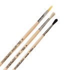 Набор кистей для рисования, белка, коза, щетина, 3 штуки: № 3, № 4 (круглые), № 6 (плоская), Calligrata, круглые, плоская, деревянная ручка, в пакете - Фото 4