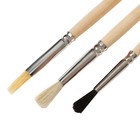 Набор кистей для рисования, белка, коза, щетина, 3 штуки: № 3, № 4 (круглые), № 6 (плоская), Calligrata, круглые, плоская, деревянная ручка, в пакете - Фото 5