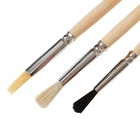 Набор кистей для рисования, белка, коза, щетина, 3 штуки: № 3, № 4 (круглые), № 6 (плоская), Calligrata, круглые, плоская, деревянная ручка, в пакете - Фото 8