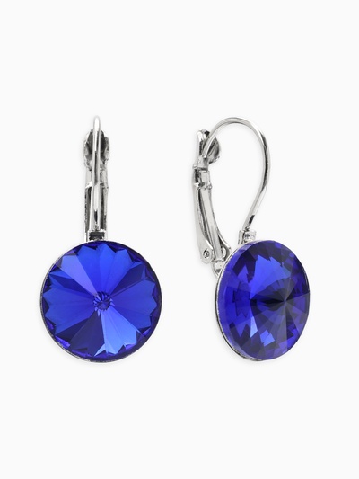 Серьги со стразами «Яркая классика», синие в серебре, d=1.4 см