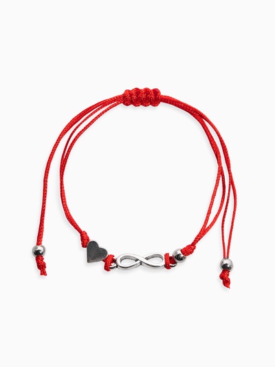 Браслет-оберег «Став» крючок любви и брака, сердце и бесконечность, цвет серебро, 8 см