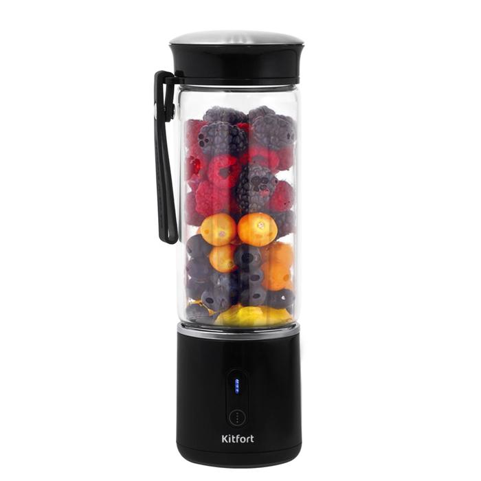 Блендер Kitfort КТ-3005, портативный, 75 Вт, 0.43 л, 15000 об/мин, стекло, чёрный - Фото 1