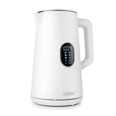 Чайник электрический Kitfort КТ-6115-1, пластик, колба металл, 1.5 л, 1800 Вт, белый