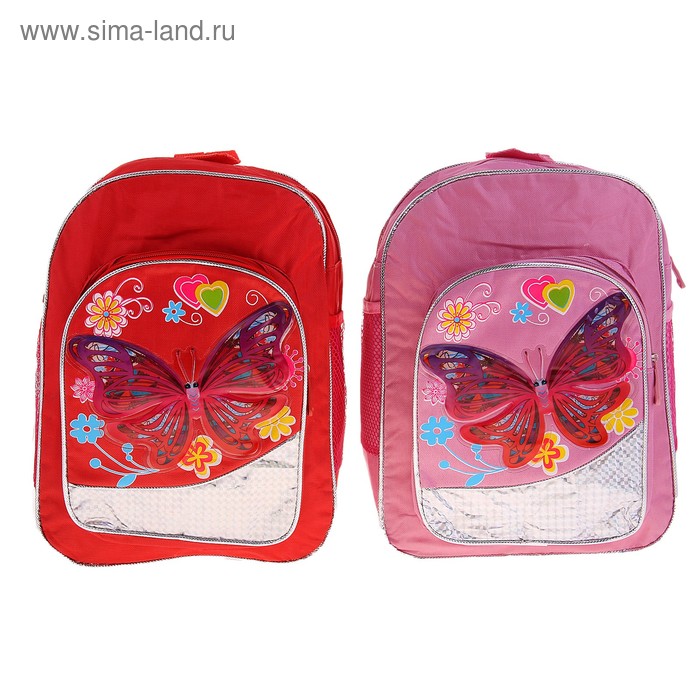 Рюкзак детский "Бабочка" 1 отдел, 3 наружных кармана, цвета МИКС - Фото 1