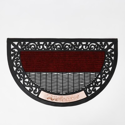 Коврик придверный Доляна Welcome, полукруглый, узор, 50×80 см, МИКС