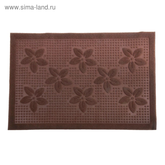 Коврик влаговпитывающий придверный «Полянка», 40×60 см, без окантовки, цвет коричневый - Фото 1