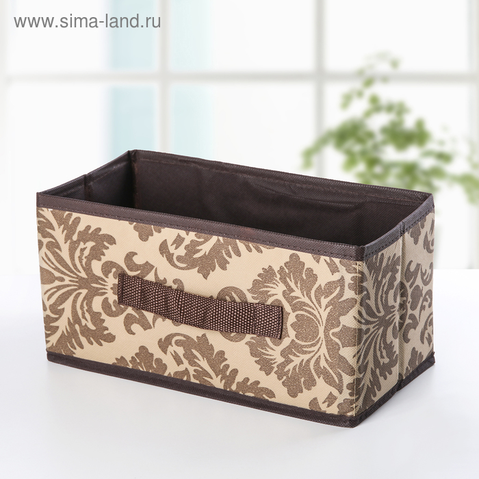 Бокс для мелочей «Вензель», 28×14×14 см, цвет коричнево-бежевый - Фото 1