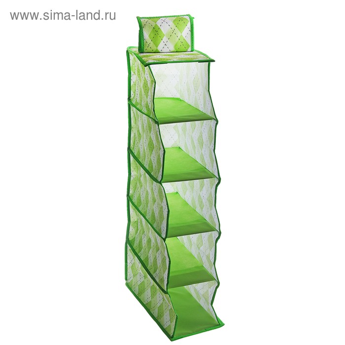 Кофр подвесной «Ромбы», 5 отделений, цвет салатовый - Фото 1