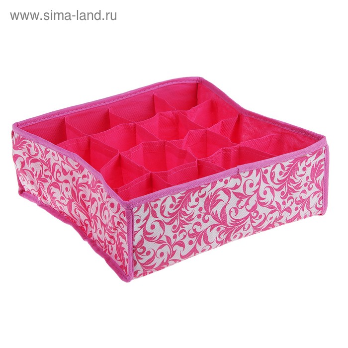 Органайзер для хранения белья «Нежность», 16 отделений, цвет бело-розовый - Фото 1