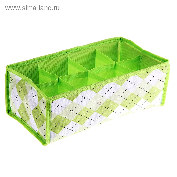 Органайзер для хранения белья «Ромбы», 8 отделений, 28×14×10 см, цвет зелёный - Фото 1
