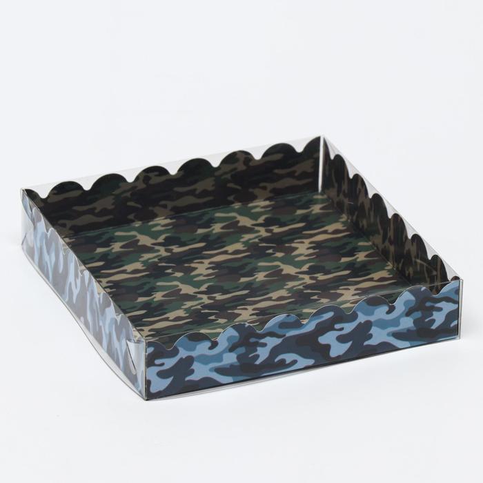 Коробочка для печенья с PVC крышкой, "Хаки", 15 х 15 х 3 см - Фото 1