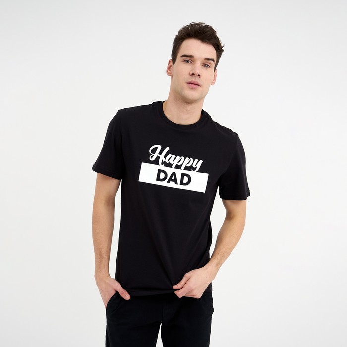Футболка мужская Happy Dad р.48, черная, KAFTAN - Фото 1
