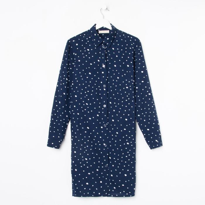 Сорочка ночная женская KAFTAN «Горошек», синяя, размер 44-46