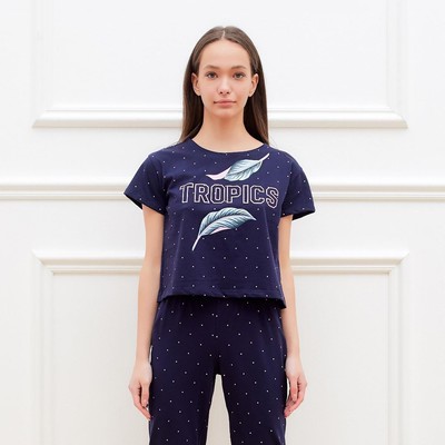 Футболка домашняя укороченная женская KAFTAN Tropical dream, размер 48-50