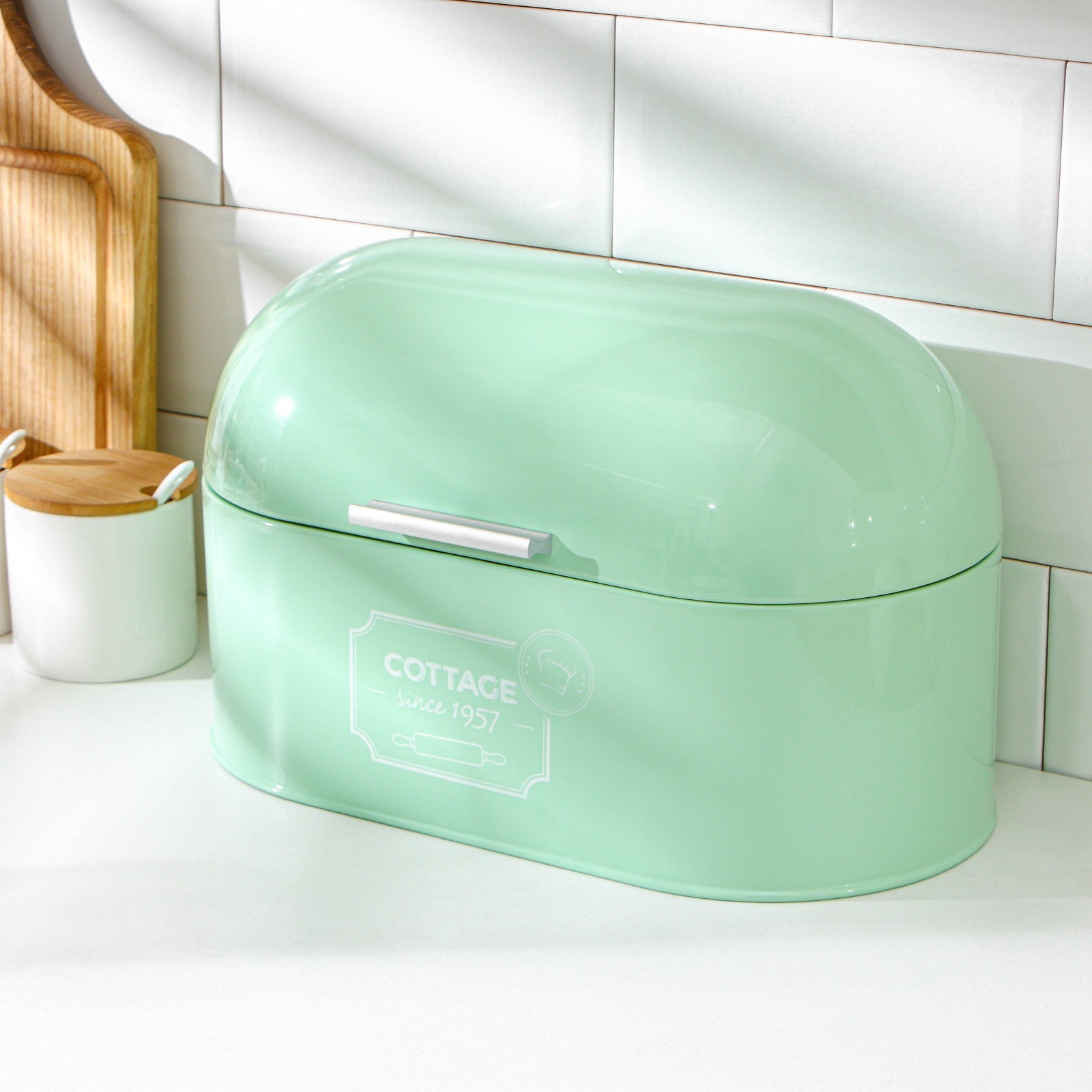 Хлебница металлическая «Перла», 34×17×19, цвет бирюзовый (5267273 ...